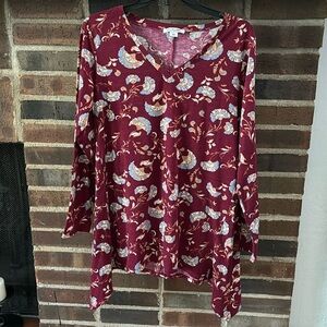 Womens Simply Noelle Top, Size S/M (8-10), burgandy